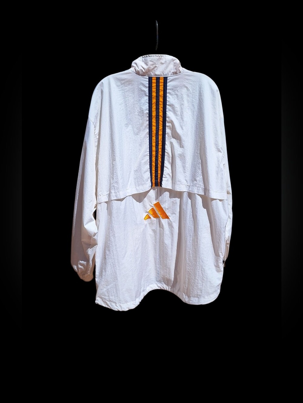 Vintage adidas Windbreaker Jacket White Zip Stripes Nylon Lightweight Mens L